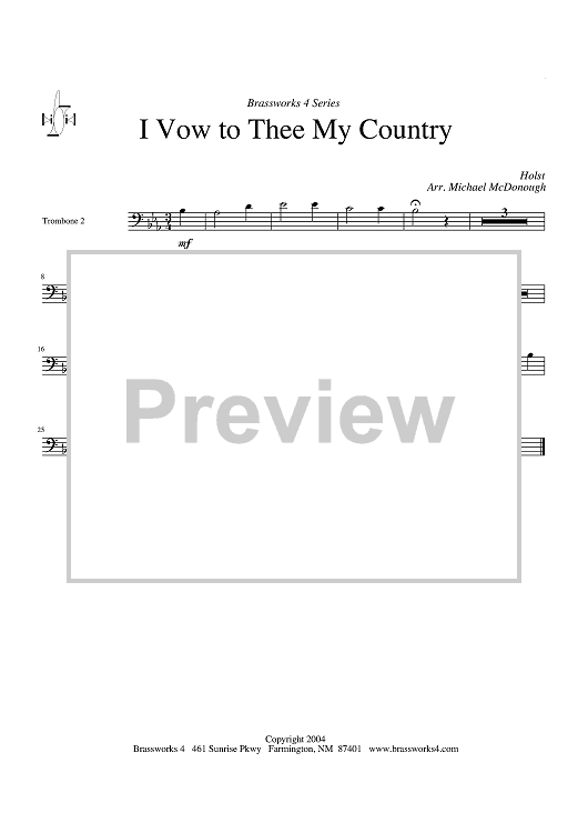I Vow to Thee My Country - Trombone 2