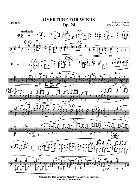 Overture for Winds, Op. 24 - Bassoons