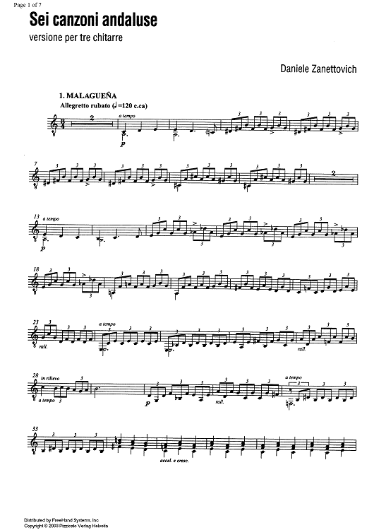 6 canzoni andaluse (6 andalusian songs) - Guitar 3