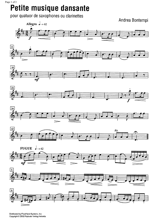 Petite musique dansante (Little dancing music) - Baritone Saxophone