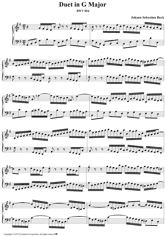 Four Duets, No. 3 in G major, BWV 804