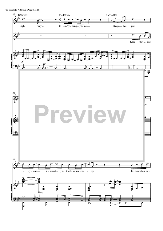 To Break In A Glove from Dear Evan Hansen" Sheet Music for Piano