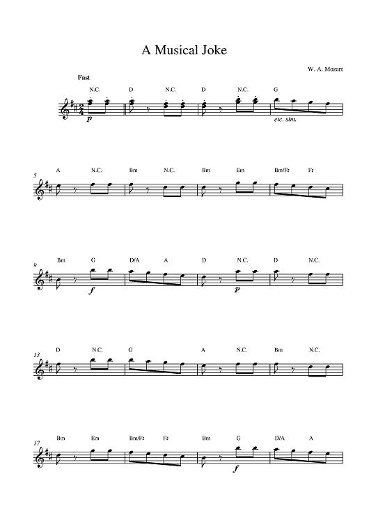 A Musical Joke (Top Line)