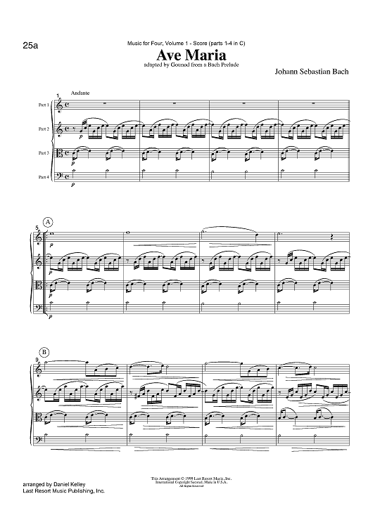 Ave Maria - adapted by Gounod from a Bach Prelude - Score