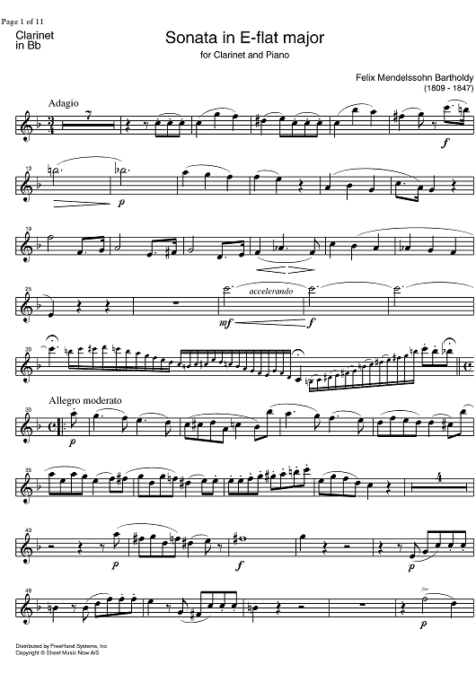 Sonata Eb Major - Clarinet