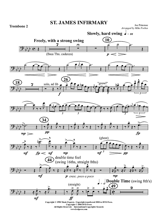 St. James Infirmary - Trombone 2