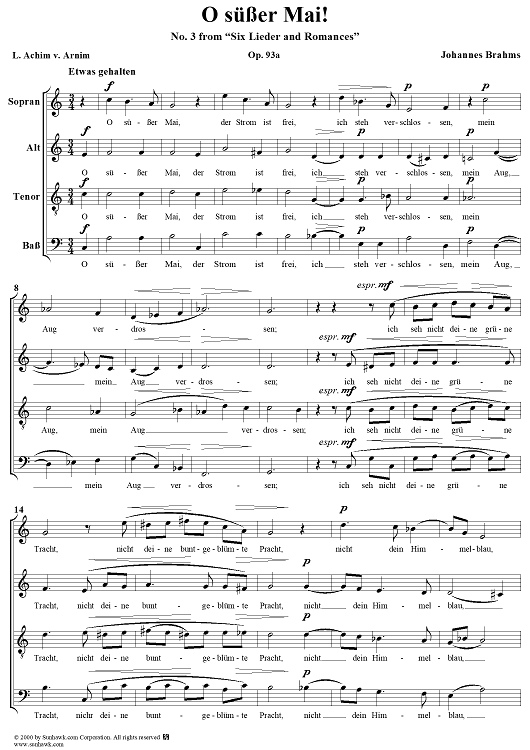 Six Lieder and Romances, op. 93a, no. 3: O süßer Mai!