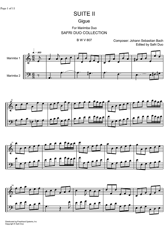 Suite  2 a minor BWV 807 - Score