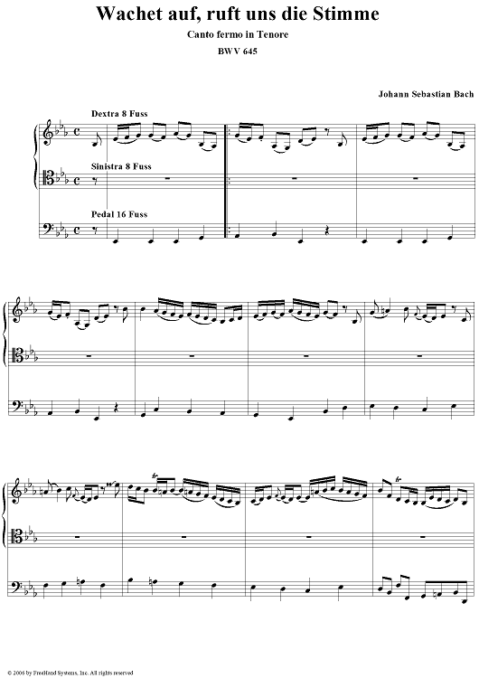 Wachet auf, rust uns die Stimme  No. 1 from "Schübler Chorales" BWV645