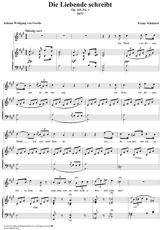Die Liebende schreibt, Op.165, No.1, D673
