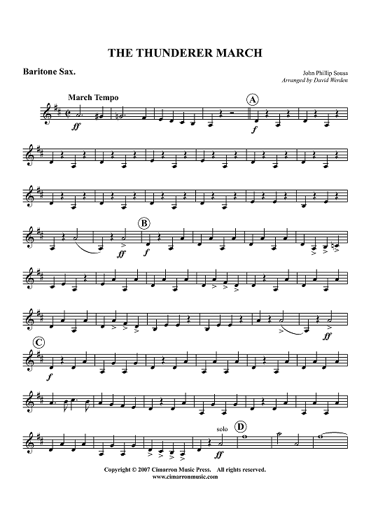 Thunderer March - Baritone Saxophone
