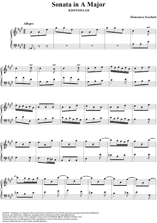 Sonata in A major - K209/P209/L428