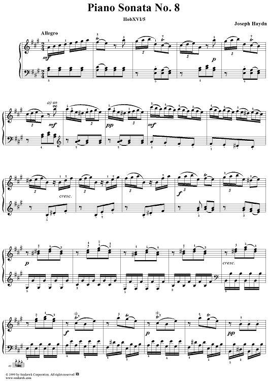 Piano Sonata no. 8 in A Major
