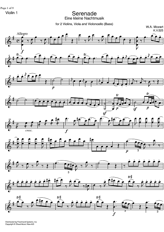 Eine Kleine Nachtmusik KV525 - Violin 1