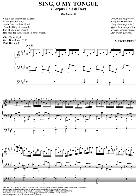 Sing, O My Tongue, from Sixteen Chorales "Le Tombeau de Titelouze", Op. 38, No. 10