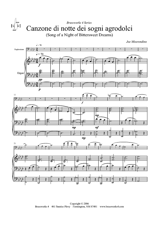 Canzone di notte dei sogni agrodolci - Organ Score