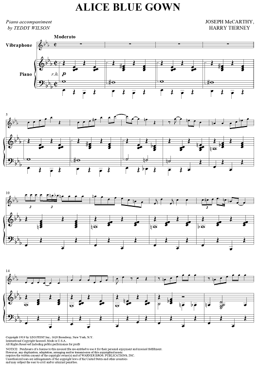 Alice Blue Gown - Piano Score