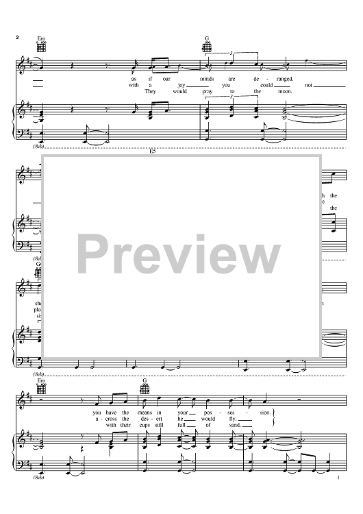 Tea In The Sahara" Sheet Music by Sting; The Police for Piano/Vocal