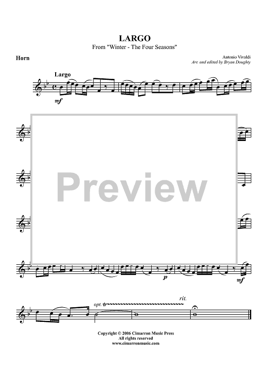 Largo from "Winter - The Four Seasons" - Horn