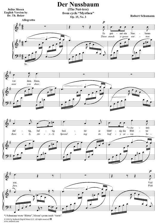 Der Nussbaum, from cycle "Myrthen", Op. 25, No. 3