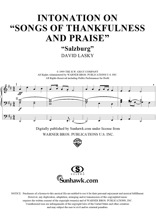 Intonation on "Songs of Thankfulness and Praise" - Organ