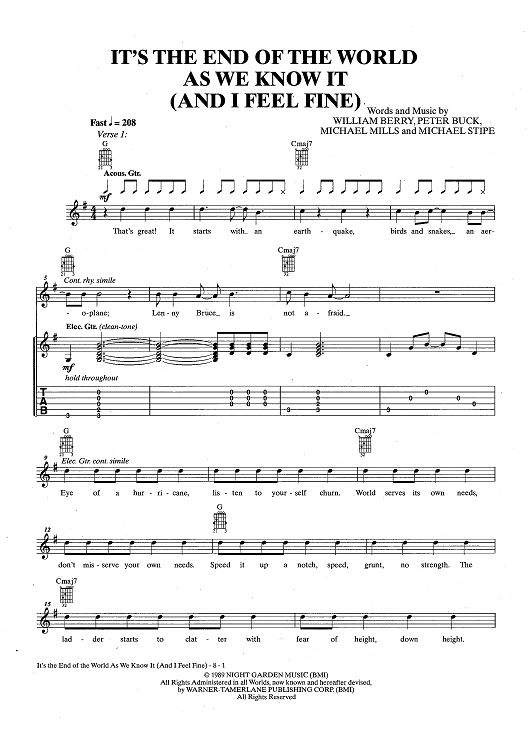 The End Of The World As We Know It (And I Feel Fine)