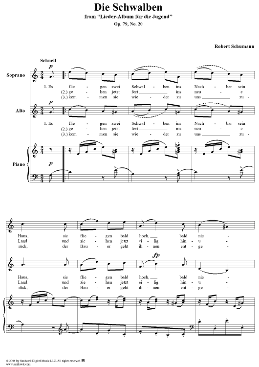 Die Schwalben, No. 20, Op. 79