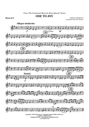 Ode to Joy - Horn in F (plus optional part for Trombone)