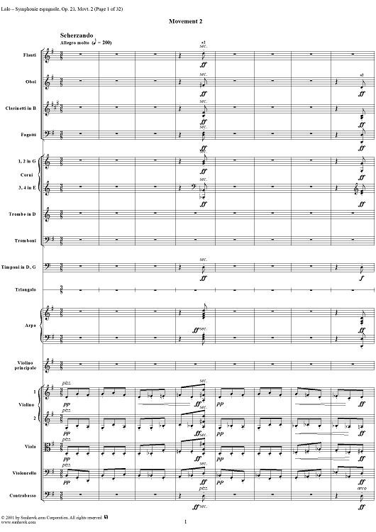 Symphonie Espagnole, Op. 21: Movement 2 - Full Score