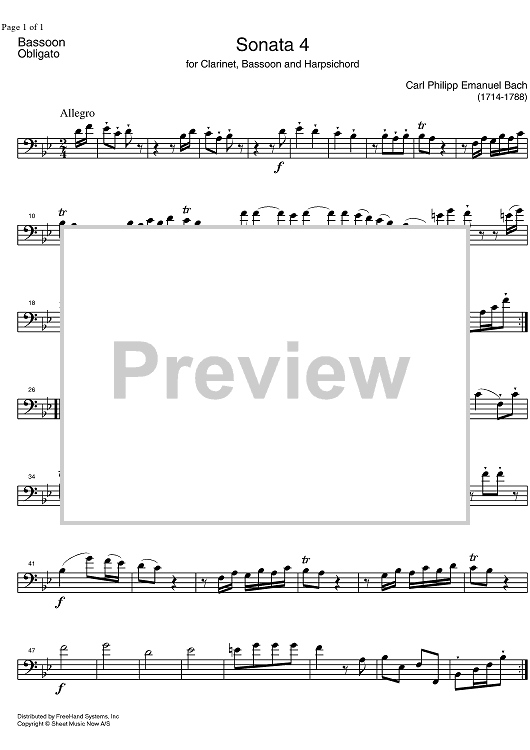 Sonata No. 4 Bb Major - Bassoon