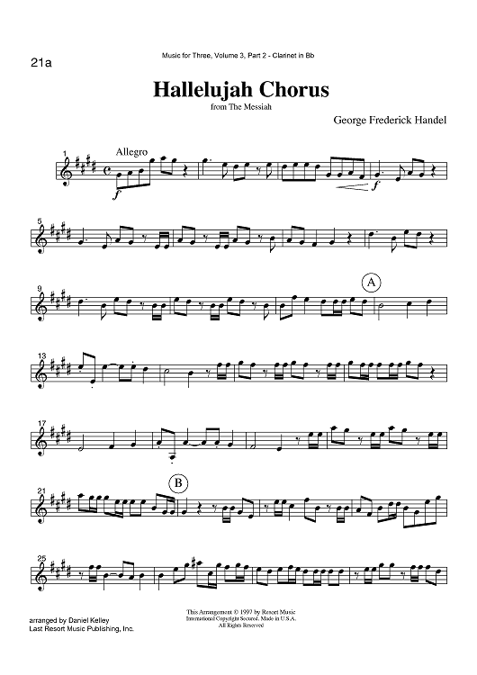 Hallelujah Chorus - from The Messiah - Part 2 Clarinet in Bb