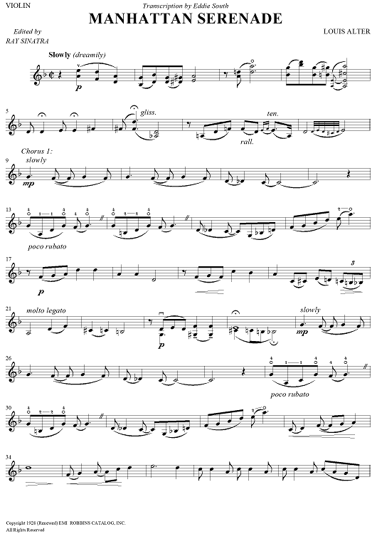 Manhattan Serenade - Violin