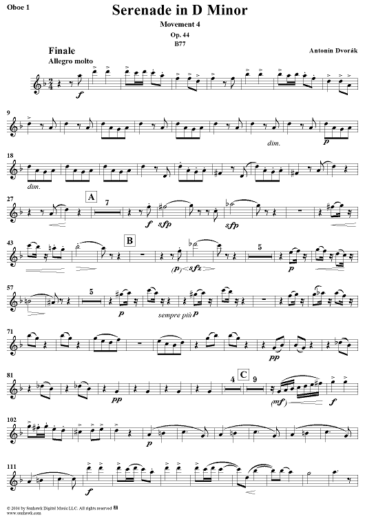 Serenade in D Minor, Op. 44, Movement 4 - Oboe 1