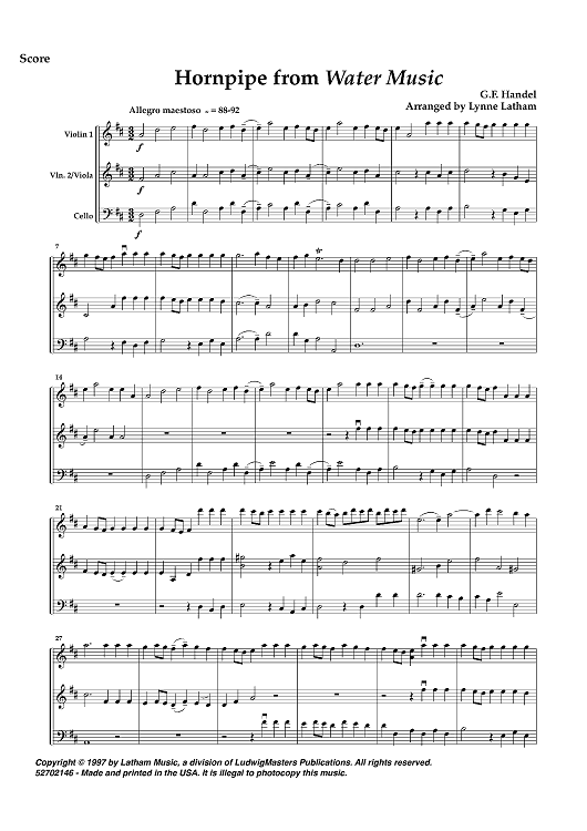 Hornpipe from Water Music - Score