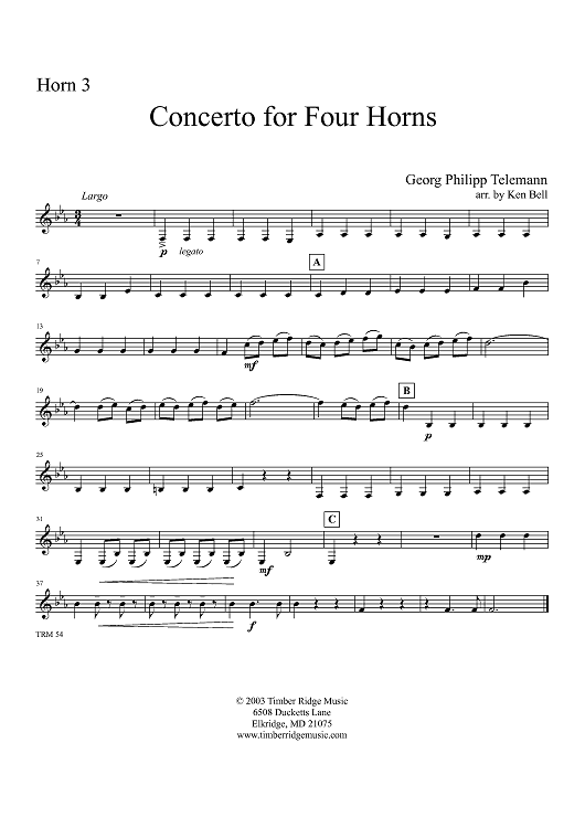 Concerto for Four Horns - Horn 3