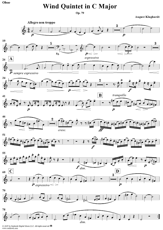 Wind Quintet in C Major, Op. 79 - Oboe