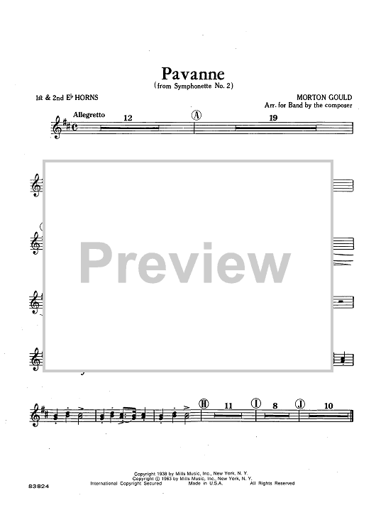 Pavanne (from Symphonette No. 2) - Horns 1 & 2 in Eb
