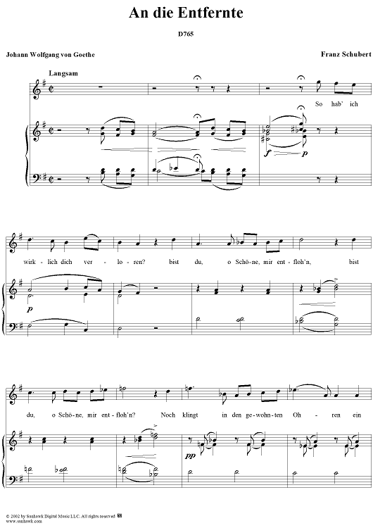 An die Entfernte, D765