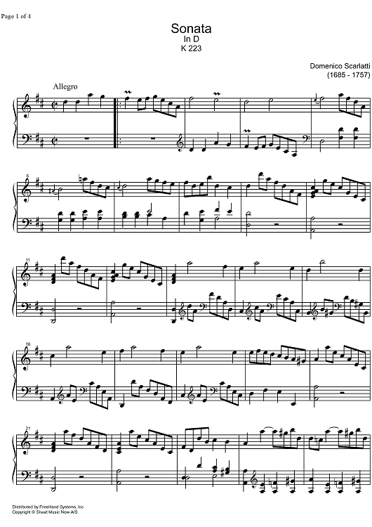 Sonata D Major K223