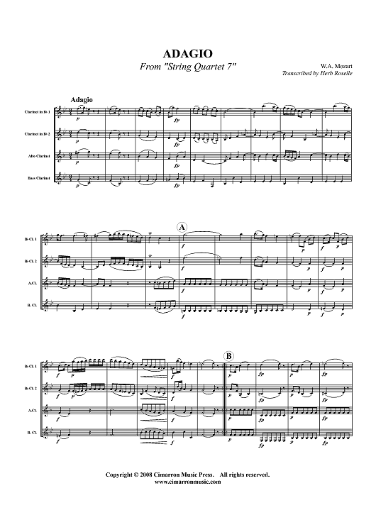Adagio from "String Quartet 7" - Score