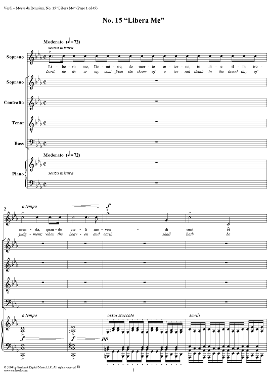 Messa da Requiem: No. 15. Libera Me
