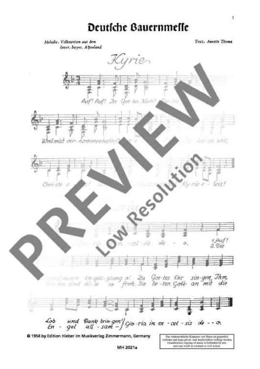 Deutsche Bauernmesse - Choral Score