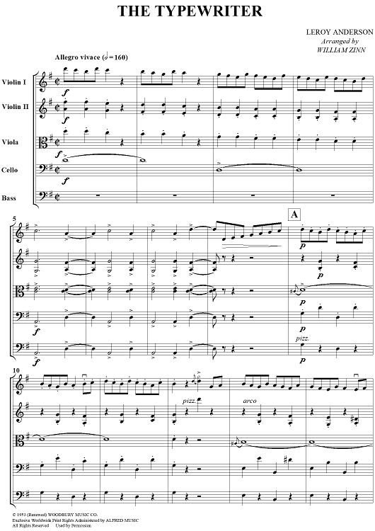 The Typewriter - Score" Sheet Music for String Ensemble
