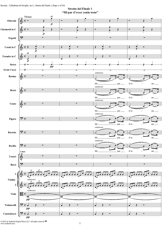 Stretta del Finale 1: Mi par d'esser colla testa, from "Il Barbiere di Siviglia" - Full Score
