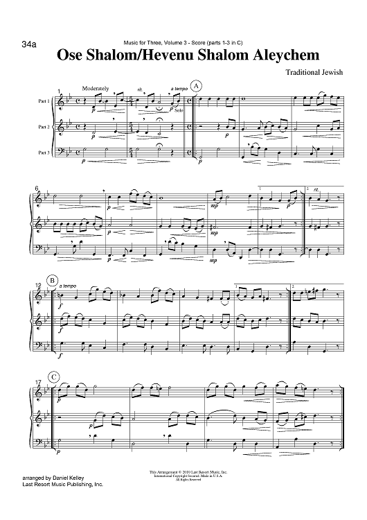 Ose Shalom/Hevenu Shalom Aleychem - Score