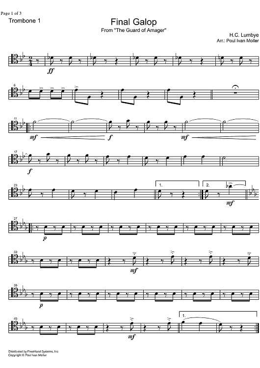 Final Galop from the Guard of Amager - Trombone 1