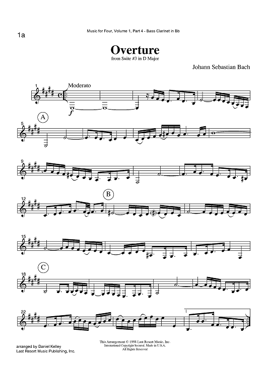 Overture - from Suite #3 in D Major - Part 4 Bass Clarinet in Bb