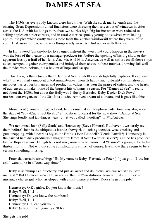 Dames At Sea: The Story & Bios