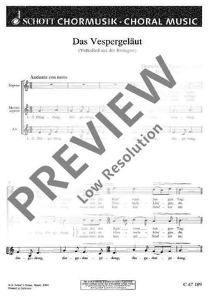 Das Vespergeläut - Les cloches des vêpres - Choral Score
