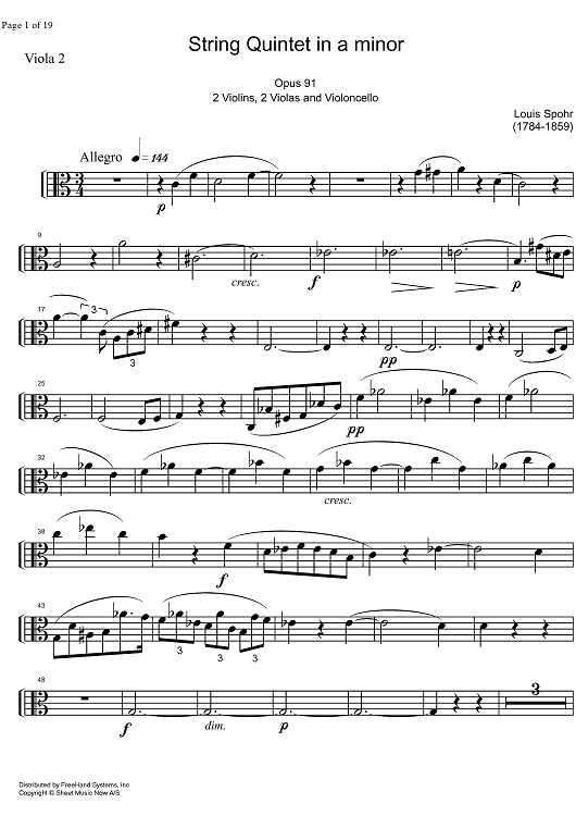 String Quintet a minor Op.91 - Viola 2